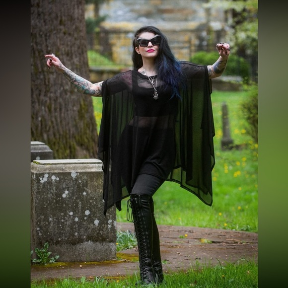 FoxBlood Shop Tops - FOXBLOOD Mesh Zip Up Hooded Cloak
